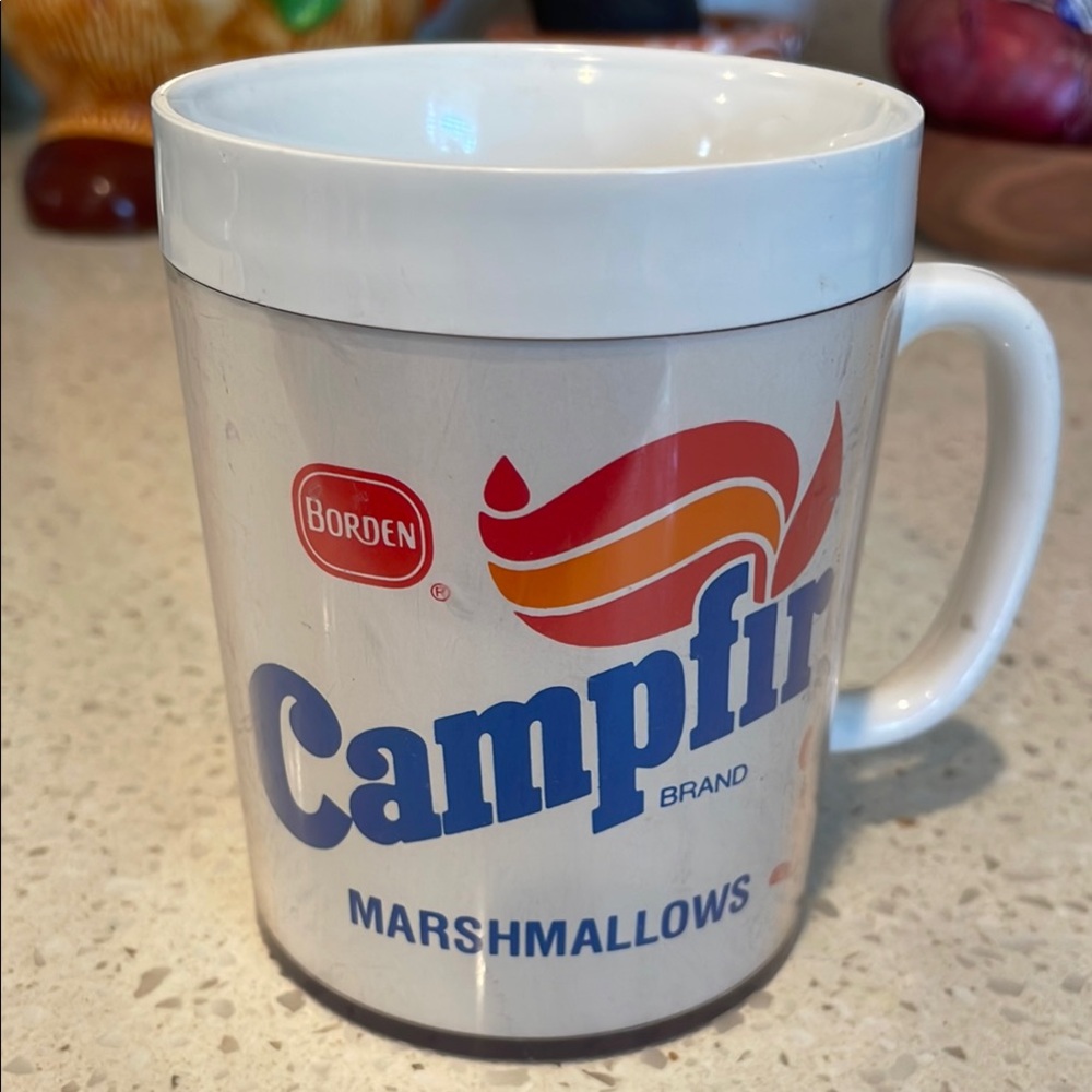 Vintage Campfire Marshmallows White plastic Mug